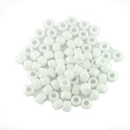 Opaque White Plastic Pony Bead