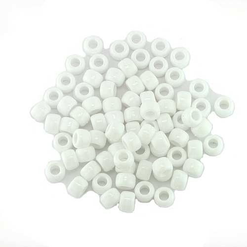 Opaque White Plastic Pony Bead