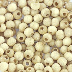 4mm Round Wooden Beads Natural