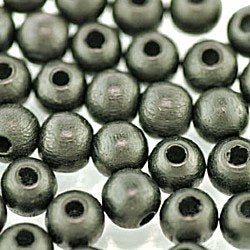 6mm Round Wooden Beads Black