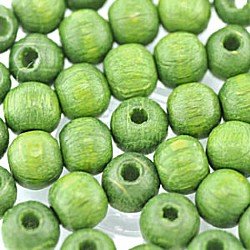 6mm Round Wooden Beads Green
