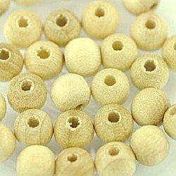 6mm Natural Round Wooden Beads