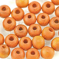 6mm Round Wooden Beads Orange