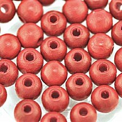 6mm Red Round Wooden Beads