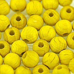 6mm Round Wooden Beads Yellow