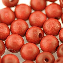 8mm Round Wooden Beads Red
