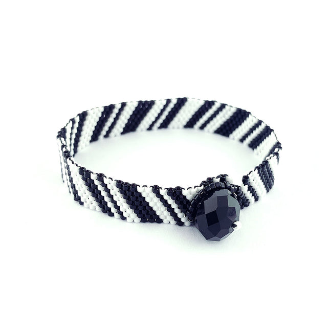 Black and White Zebra Peyote bracelet Kit
