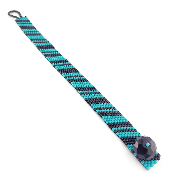 Turquoise Zebra Peyote Stitch Bracelet Kit