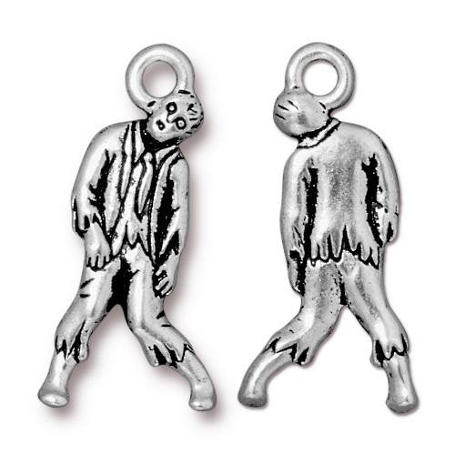 Zombie Charm Antique Silver